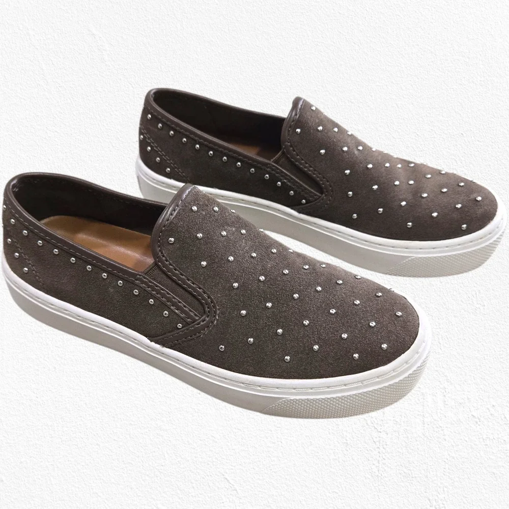 Coach Cameron Studded Suede Slip-On Platform Sneakers Fatigue Brown 5M EU 35 - Picture 10 of 16